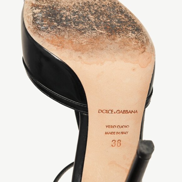 Dolce & Gabbana Black Patent Leather T-Strap Heels - Picture 5 of 11